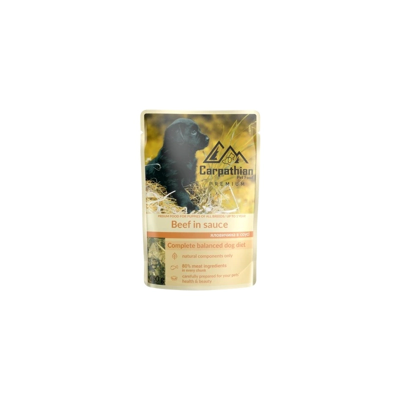 Carpathian Premium PetFood Beef in Sauce ADULT ВОЛОГИЙ КОРМ Premium собаки (з яловичиною в соусі) 100 г 