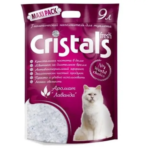 Cristals Fresh наповнювач для котячого туалету 9 л - силікагелевий, з лавандою (6930009507047)