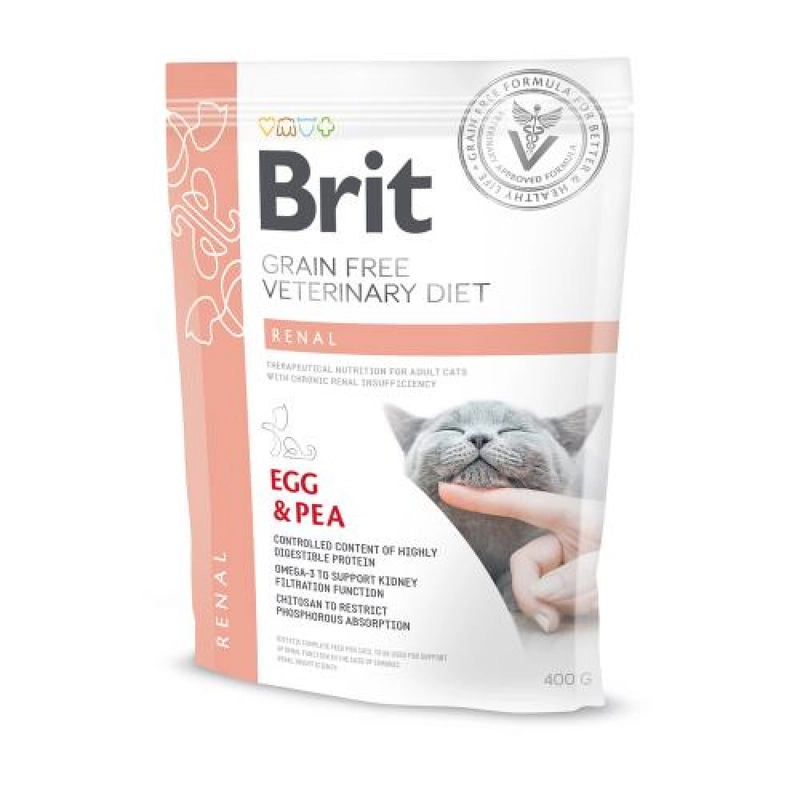 Brit GF VetDiet Renal EGG&PEA сухой корм для кошек при почечной недостаточности 400 г - с яйцом и горохом (8595602528332) 