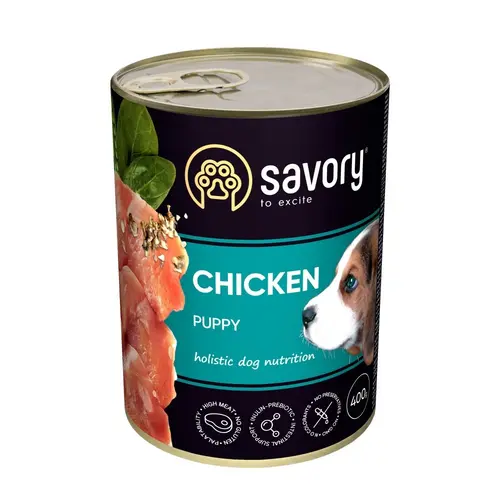 Savory Gourmand Puppy Chicken вологий повнораціонний корм для цуценят усіх порід 400 г - з куркою (4820232630556)