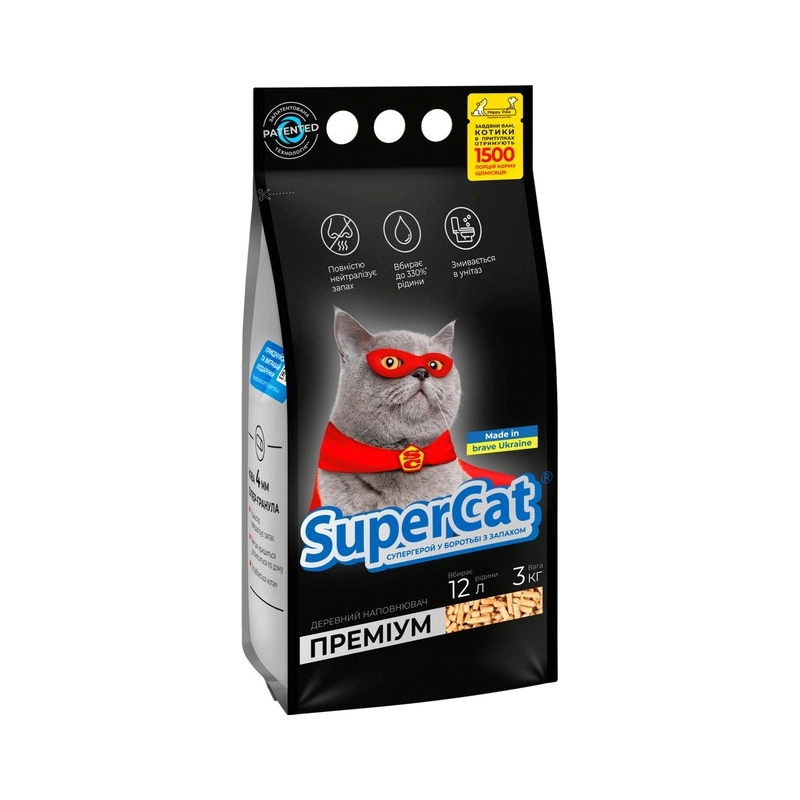 SuperCat Premium наповнювач для котячого туалету 3 кг (4823089305479) 