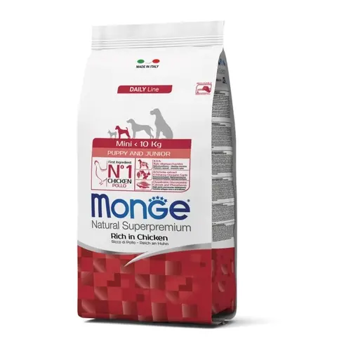 Monge MINI < 10 kg Puppy & JUNIOR Rich in Chiken СУХИЙ КОРМ Premium цуценята дрібних порід (з куркою) 800 г