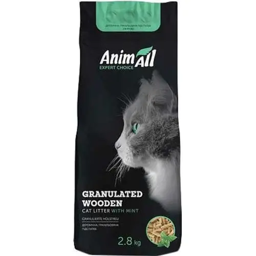 AnimAll наповнювач для котячого туалету 2.8 кг - деревний, з ароматом м'яти (4820224500423)
