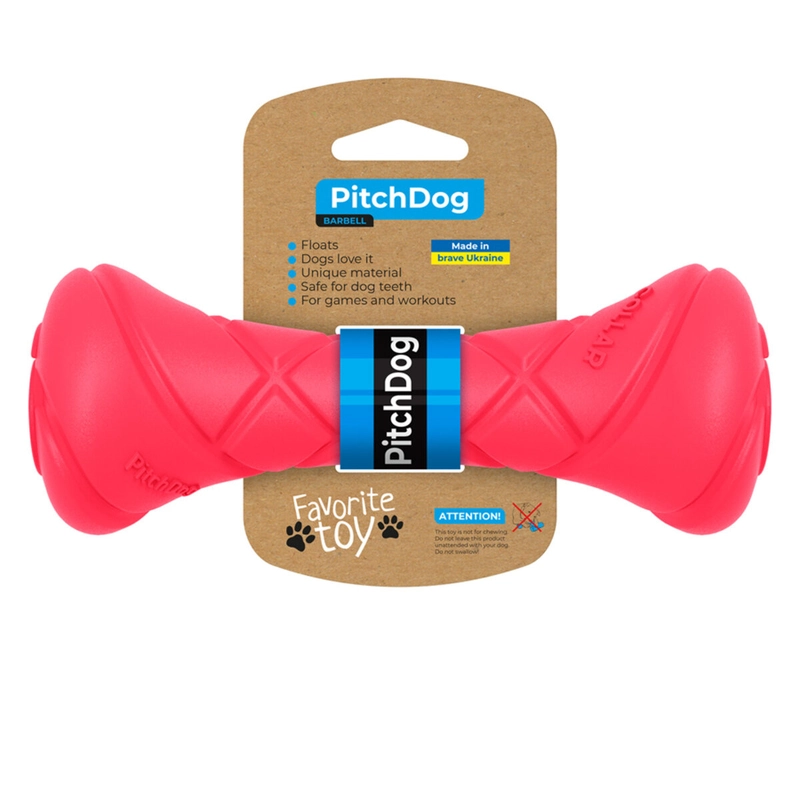 Игровая гантель для собак PitchDog для апортировки розовая 19х7 см (4823089334202) 
