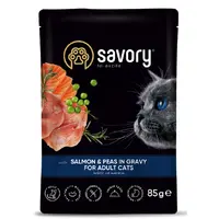 Savory 3+1 For Adult Cats ВОЛОГИЙ КОРМ Холістік коти (з лососем та горохом) 85 г  - фото 4