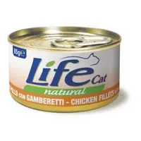 Lifecat Natural ВОЛОГИЙ КОРМ Супер-преміум коти (з курячим філе та креветками) 85 г 