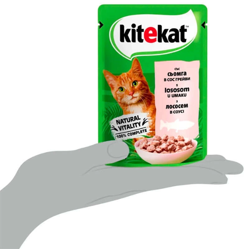 Kitekat влажный корм для кошек 85 г - с лососем в соусе (5900951307348)  - фото 1