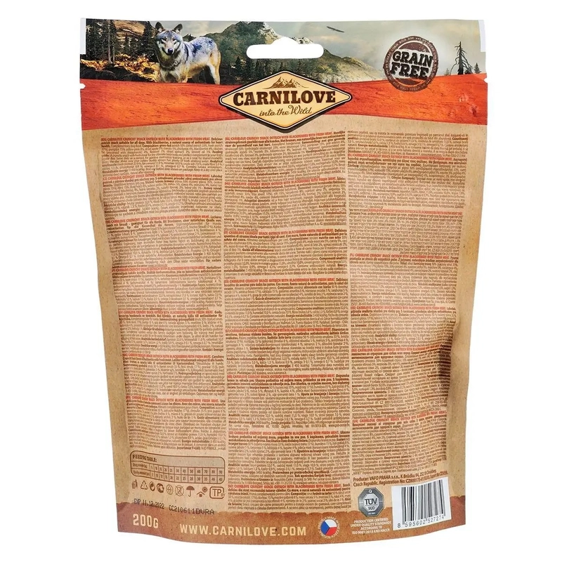 Carnilove Crunchy Snack со страусом и ежевикой лакомство для собак 200 г (8595602527274)  - фото 1