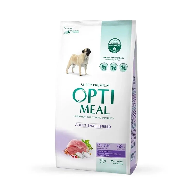 Optimeal сухой корм для собак мелких пород 1.5 кг - с уткой (4820215364256) 