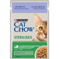 Cat Chow Sterilized влажный корм для стерилизованных кошек 85 г - с ягненком и зеленой фасолью в желе (7613037025484) 