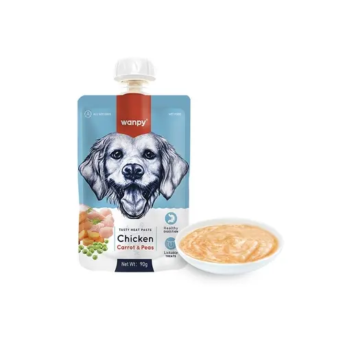 Wanpy CREAMY CHICKEN & CARROT & PEA РІДКИЙ КОРМ Premium собаки (крем-пюре) 90 г