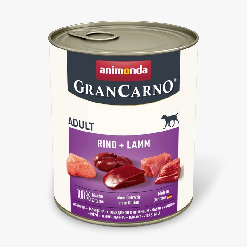 Animonda GranCarno ADULT Beef & Lamb вологий корм для собак 800 г - з яловичиною і ягнятиною (4017721827423) 