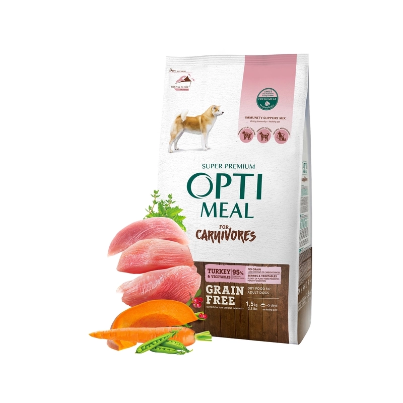 Optimeal for Casnivore Turkey СУХИЙ КОРМ Супер-преміум собаки (з індичкою та овочами) 1.5 кг 