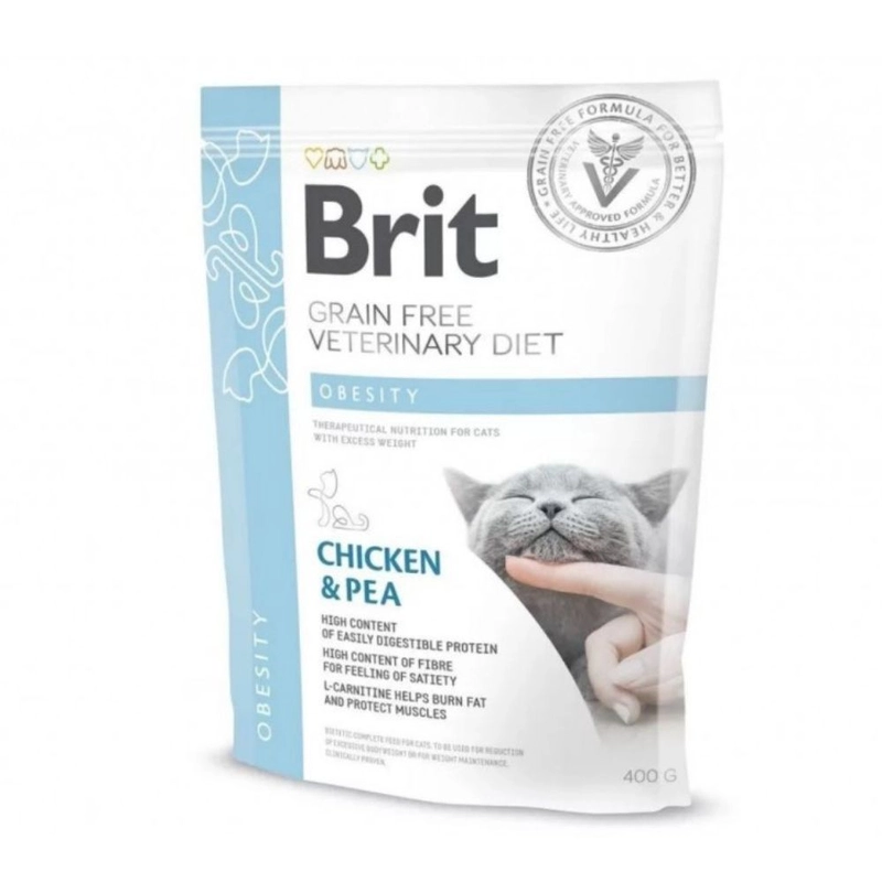Brit Grain Free VetDiet Cat Obesity сухой корм для кошек при избыточном весе 400 г - с курицей и горохом (8595602528486) 