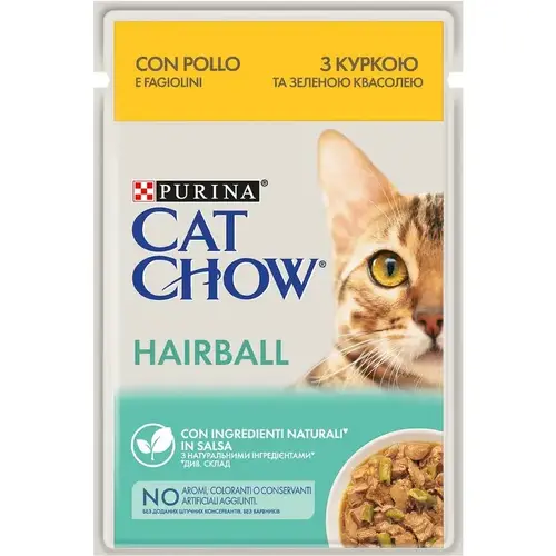 Cat Chow Hairball ВОЛОГИЙ КОРМ Економ коти (для виведення шерсті) 85 г