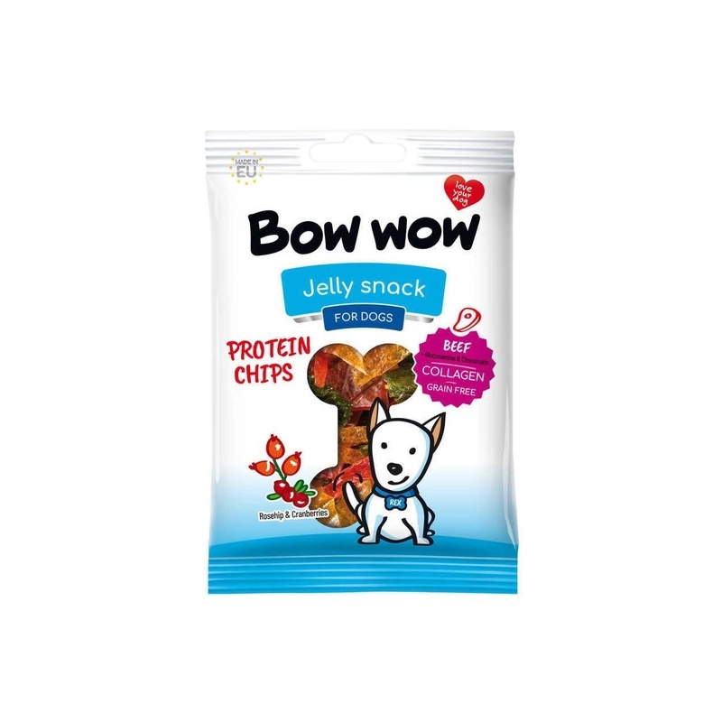 Bow wow Jelly Snack Protein Chips ЛАСОЩІ Premium собаки (протеїнові чипси) 60 г 