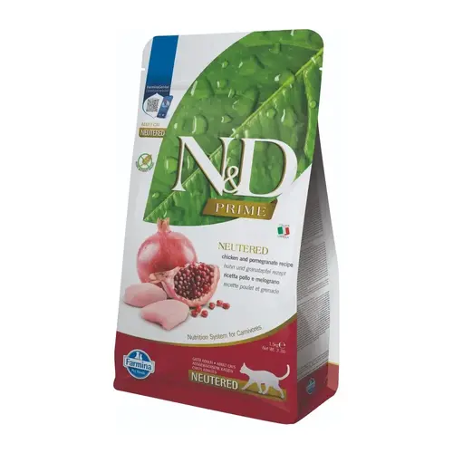 Farmina N&D Prime GF Neutered Chicken&Pomegranate сухий корм для стерилізованих котів 1.5 кг - з куркою та гранатом (8010276030467)