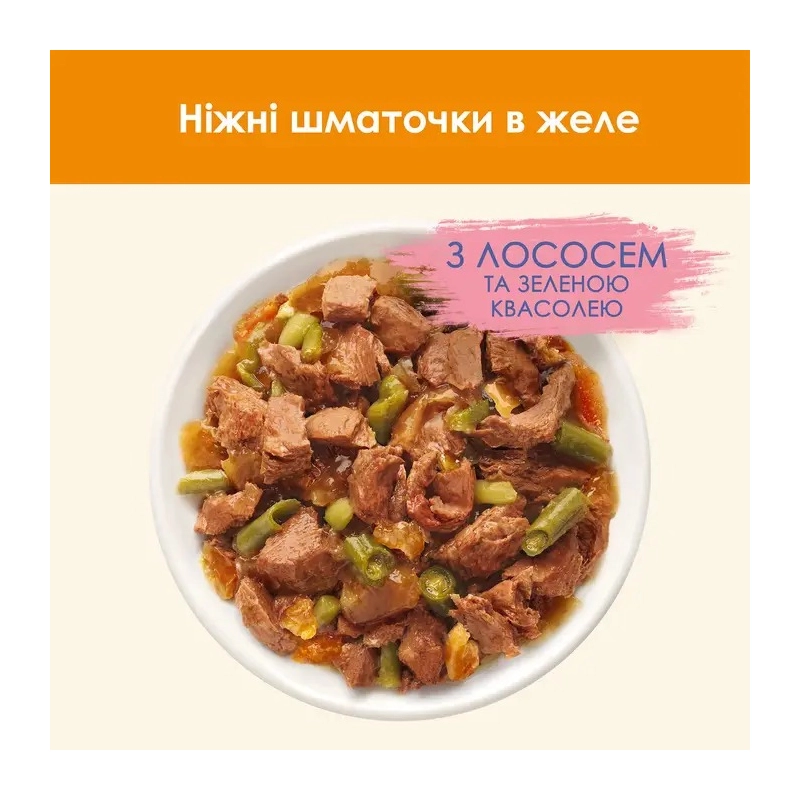 Cat Chow Adult влажный корм для кошек 85 г - с лососем и зеленой фасолью в желе (7613036595063)  - фото 1