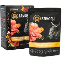 Savory Sterilised влажный корм для стерилизованных кошек 85 г - с индейкой и морковью в желе (2700000040522)  - фото 2