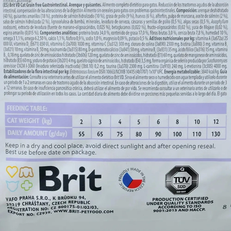 Brit VetDiets сухой корм для кошек при нарушениях пищеварения 400 г - с сельдью и лососем (8595602528431)  - фото 3