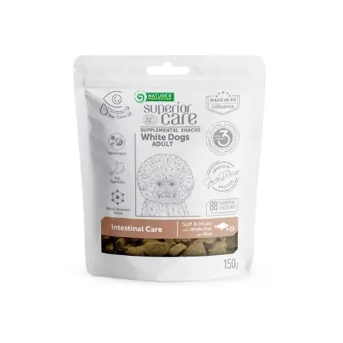 Nature's Protection Superior Care White Dogs Intestinal Care с белой рыбой лакомство для собак с белым окрасом шерсти 150 гр (4771317476562)