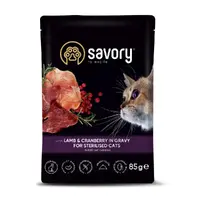Savory For Sterilised Cats ВОЛОГИЙ КОРМ Холістік коти (з ягням та журавлиною) 85 г 