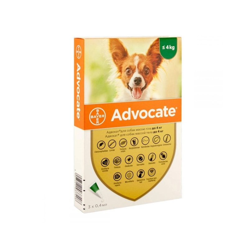 Bayer Advocate краплі для собак - від паразитів, до 4 кг (4007221037408) 