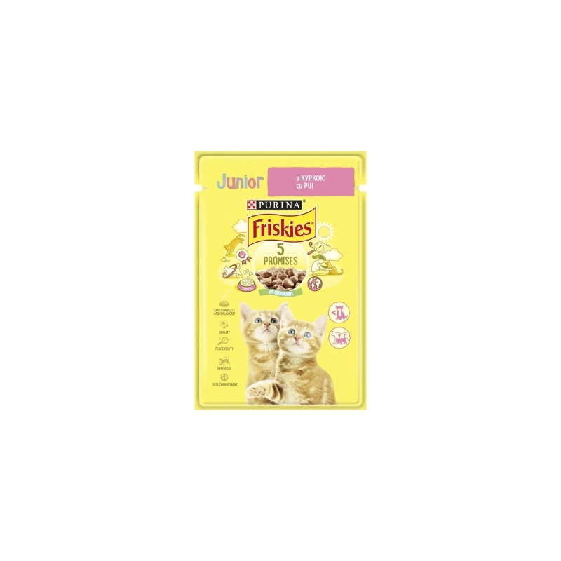 Friskies Junior влажный корм для котят 85 г - с курицей в подливе (7613036962292) 