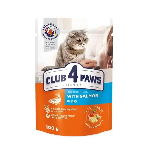 Club 4 Paws Premium With Salmon Adult ВОЛОГИЙ КОРМ Premium коти (з лососем в желе) 100 г