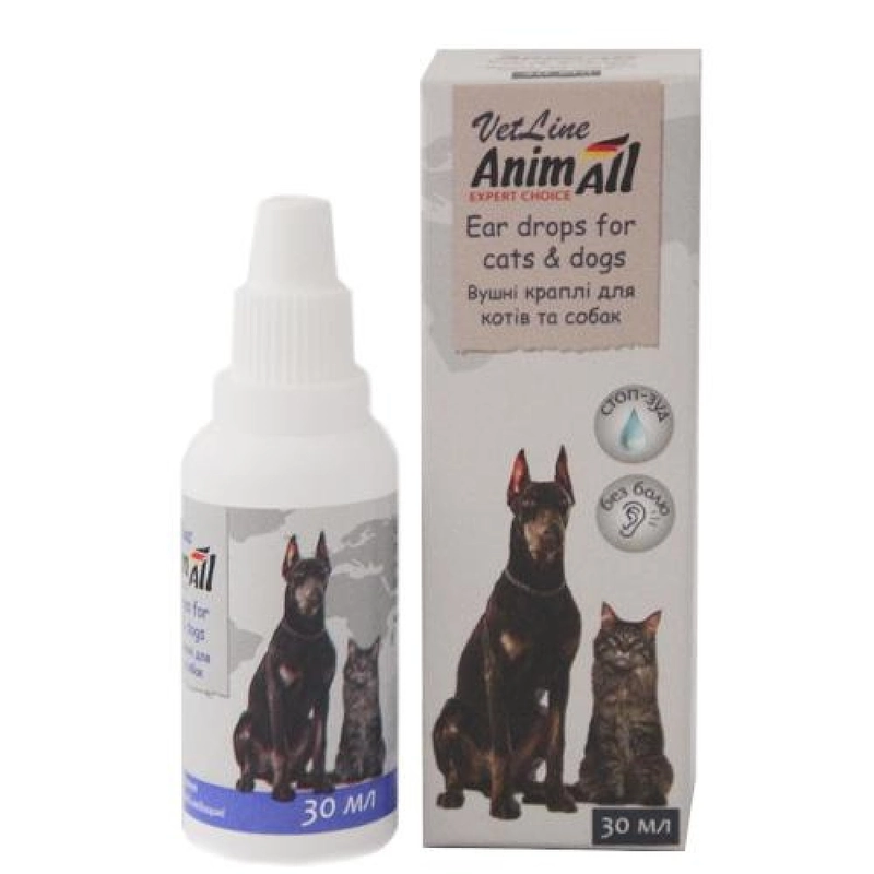 AnimAll VetLine вушні краплі для котів і собак 30 мл (4820150202781) 