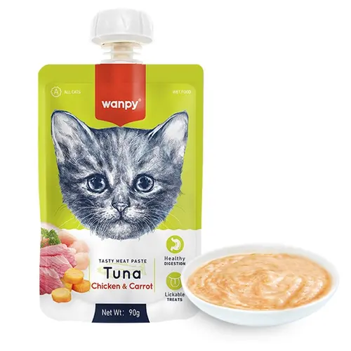 Wanpy Tuna Chicken&Carrot ВОЛОГИЙ КОРМ Premium коти (крем-пюре з тунцем, куркою та морквою) 90 г