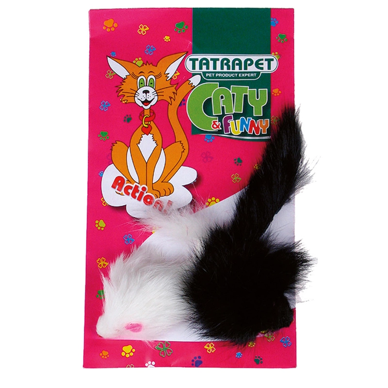 TATRAPET Caty Funny Мишки плюшева іграшка для котів 6 см - біло-чорна (8585027971325) 