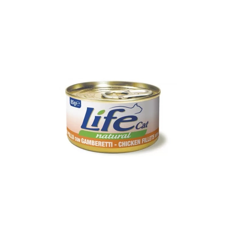 Lifecat Natural ВОЛОГИЙ КОРМ Супер-преміум коти (з курячим філе та креветками) 85 г 