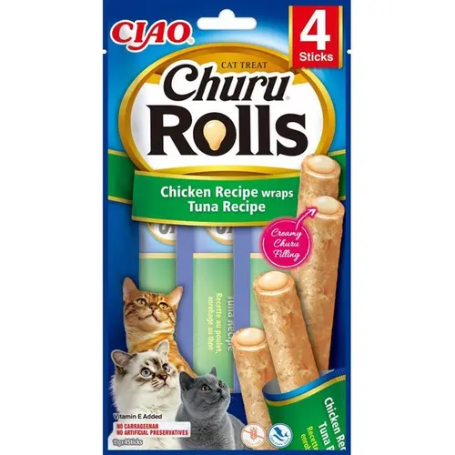 Inaba Ciao Churu Rolls ЛАСОЩІ Холістік коти (з куркою та тунцем) 10 г
