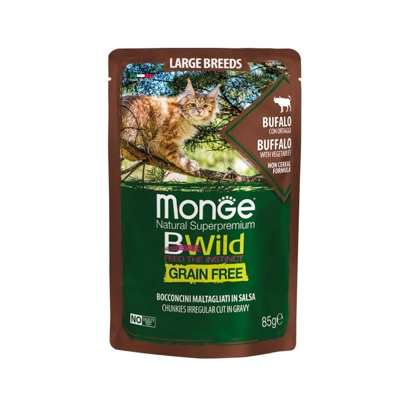 Monge Bwild Grain Free влажный корм для кошек 85 г - с мясом буйвола и овощами (8009470012751) 