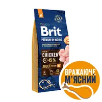 Brit Premium by Nature ADULT M сухой корм для собак для средних пород 15 кг - с курицей (8595602526376) 