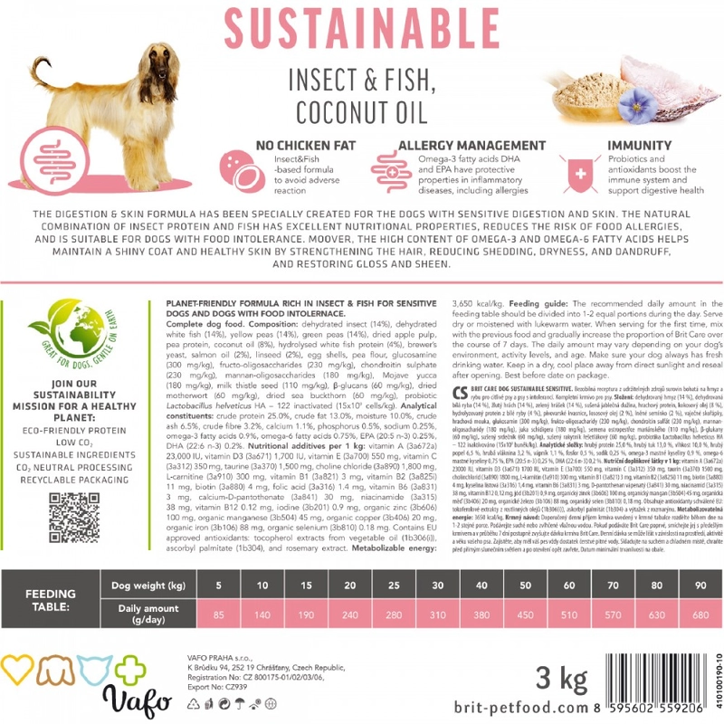 Brit Care Sustainable Sensitive Digest & Skin Insect & Fish СУХИЙ КОРМ Супер-преміум собаки (з комахами та рибою) 1 кг  - фото 3