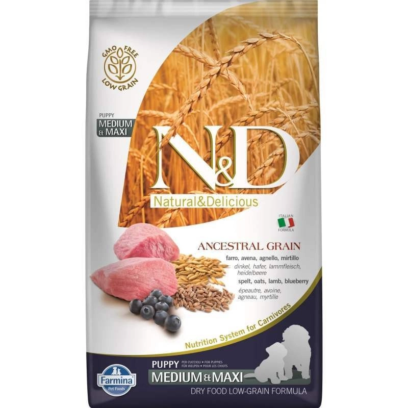 Farmina N&D Low Grain Lamb&Blueberry сухой корм для щенков средних и крупных пород 12 кг - с ягненком (8010276033727) 