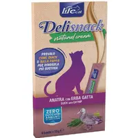 Lifecat Delisnack Natural Cream ЛАСОЩІ Супер-преміум коти (з качкою та котячою м'ятою) 15 г 