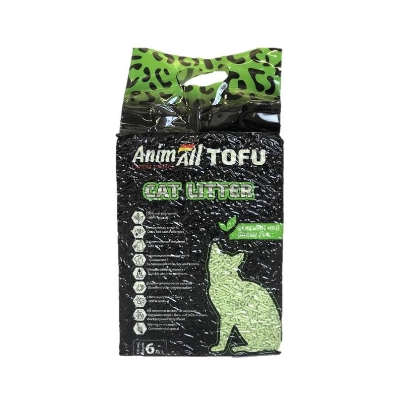 AnimAll Tofu наповнювач для котячого туалету 6 л - соєвий, з ароматом зеленого чаю (4820224500355) 