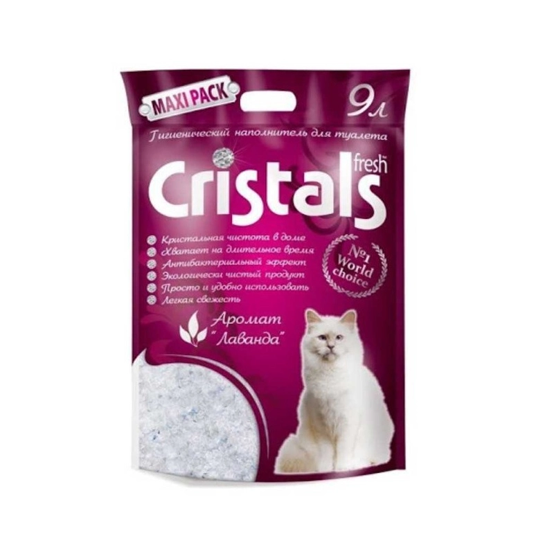 Cristals Fresh наповнювач для котячого туалету 9 л - силікагелевий, з лавандою (6930009507047) 