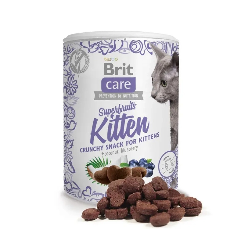 Brit Care Superfruits Kitten Crunchy Snack ЛАСОЩІ Супер-преміум кошенята (з куркою та кокосом) 100 г  - фото 2