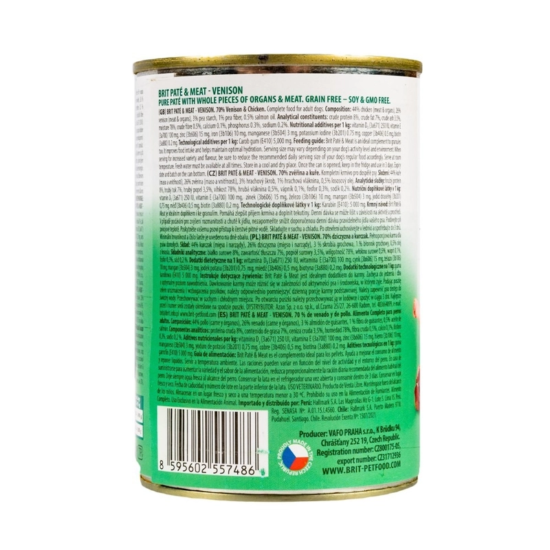 Brit Care PATE & MEAT Grain-Free Venison ADULT ВОЛОГИЙ КОРМ Супер-преміум собаки (з олениною) 400 г  - фото 3