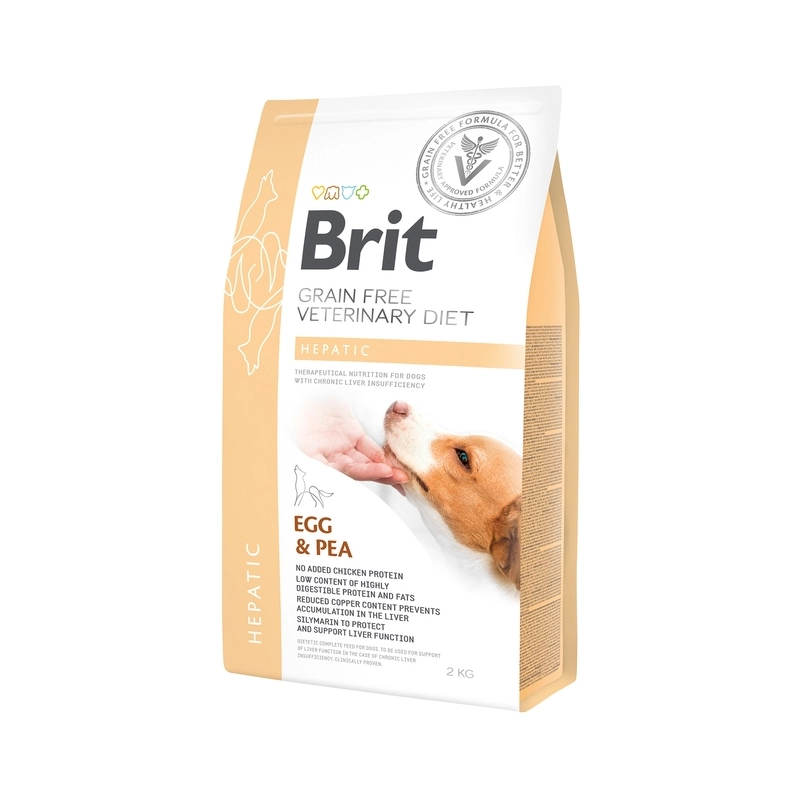 Brit VETERINARY DIETS Grain-Free HEPATIC Egg & Pea СУХИЙ КОРМ Холістік собаки (при печінковій недостатності) 2 кг 