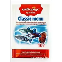 Корм для акваріумних рибок Акваріус Classic Menu в гранулах 10 г (4820079310550) 