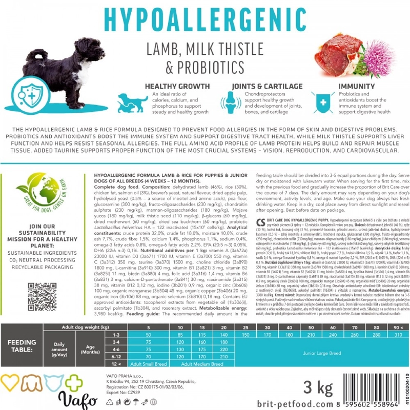 Brit Care Hypoallergenic Puppy сухой корм для щенков гипоаллергенный 1 кг - с ягненком (8595602558971)  - фото 3
