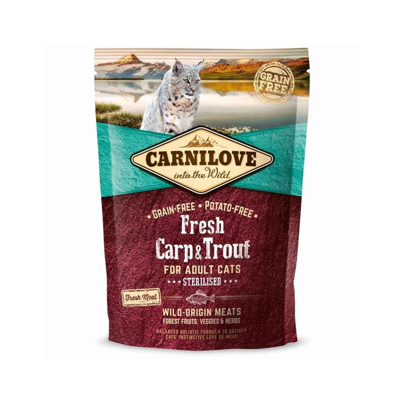 Carnilove Fresh Sterilised сухой корм для стерилизованных кошек 400 г - с карпом и форелью (8595602527427) 