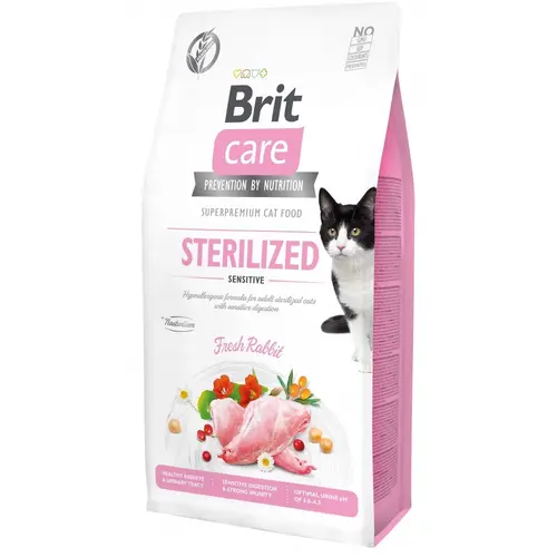 Brit Care GF Sterilized Sensitive сухой корм для стерилизованных кошек с чувствительным пищеварением 7 кг - с кроликом (8595602540754)