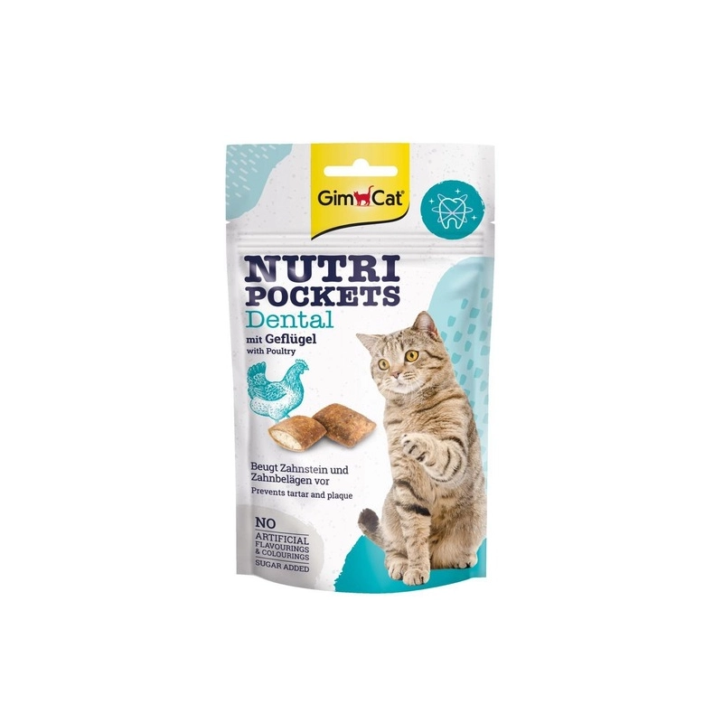 GimCat Nutri Pockets Dental лакомство для кошек 60 г - крекеры с начинкой (4002064419244) 