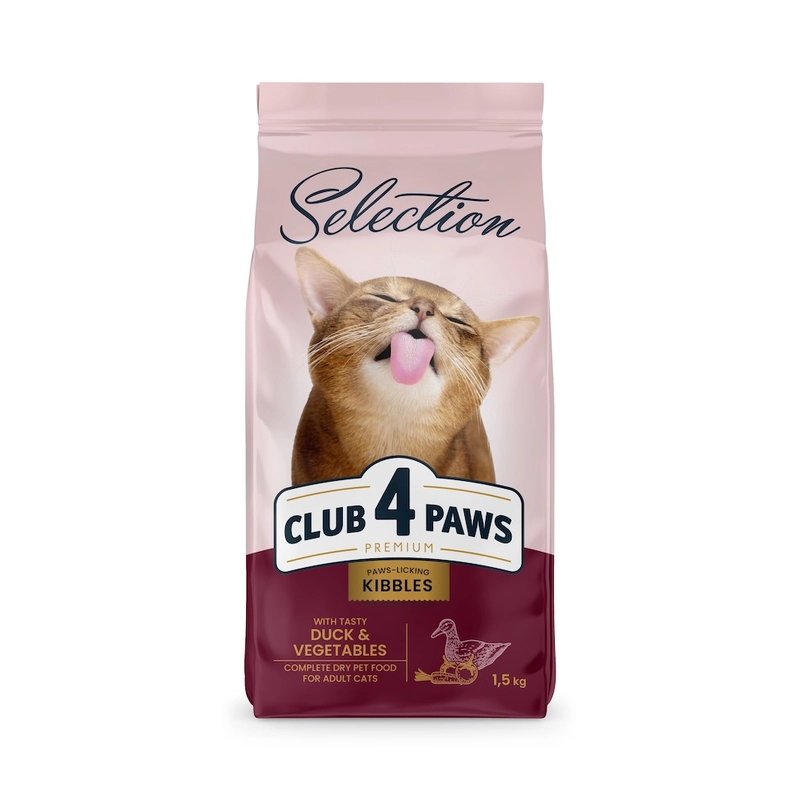 Club 4 Paws Premium Selection сухой корм для кошек 1.5 кг - утка и овощи (4820083909184) 